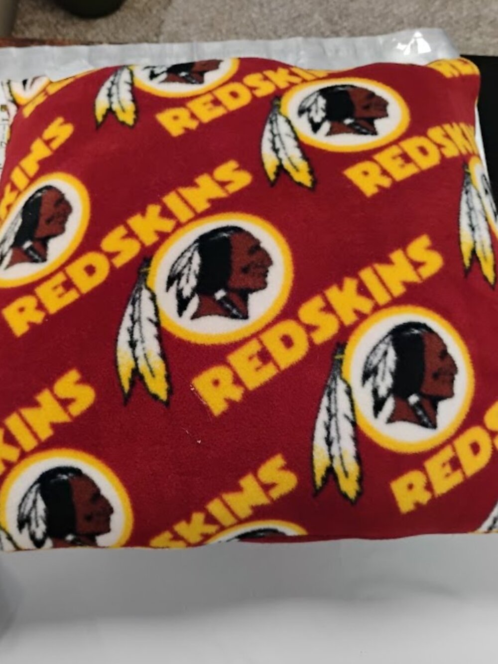 Washington Redskins Burgundy Fleece Throw Pillow Allover Logo Print